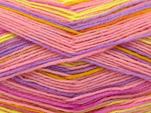 Fiber Content 75% Superwash Wool, 25% Polyamide, Yellow, Pink Shades, Lilac, Brand Ice Yarns, Gold, fnt2-80085