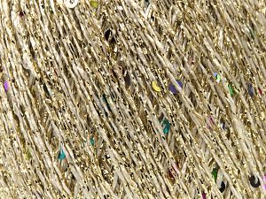 Fiber Content 40% Metallic Lurex, 35% Polyester, 25% Paillette, Rainbow, Brand Ice Yarns, Gold, fnt2-80307