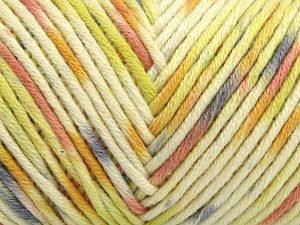 Global Organic Textile Standard (GOTS) Certified Product. CUC-TR-017 PRJ 805332/918191 Fiber Content 60% Organic Cotton, 40% Acrylic, Yellow, Salmon, Brand Ice Yarns, Grey, Green, Gold, Cream, fnt2-80313