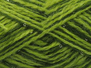 Fiber Content 48% Polyester, 40% Acrylic, 2% Paillette, 10% Polyamide, Olive Green, Khaki, Brand Ice Yarns, fnt2-80342