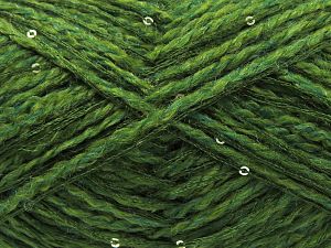 Fiber Content 48% Polyester, 40% Acrylic, 2% Paillette, 10% Polyamide, Khaki, Jungle Green, Brand Ice Yarns, fnt2-80344