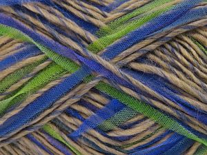 Fiber Content 50% Polyamide, 25% Acrylic, 25% Wool, Brand Ice Yarns, Green Shades, Cream, Blue Shades, Yarn Thickness 5 Bulky Chunky, Craft, Rug, fnt2-80362