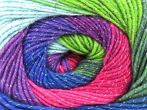 Fiber Content 95% Acrylic, 5% Lurex, Rainbow, Brand Ice Yarns, fnt2-80397 