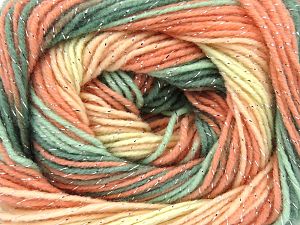 Fiber Content 95% Acrylic, 5% Lurex, Salmon Shades, Brand Ice Yarns, Green Shades, fnt2-80418 
