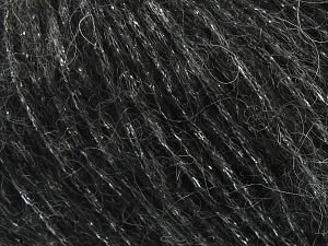 Fiber Content 30% Acrylic, 25% Metallic Lurex, 20% Polyamide, 15% Mohair, 10% Superwash Wool, Brand Ice Yarns, Black, Yarn Thickness 3 Light  DK, Light, Worsted, fnt2-80423 
