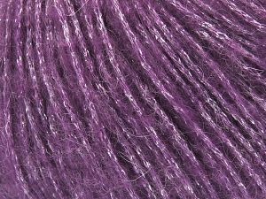 Fiber Content 30% Acrylic, 25% Metallic Lurex, 20% Polyamide, 15% Mohair, 10% Superwash Wool, Purple, Brand Ice Yarns, Yarn Thickness 3 Light DK, Light, Worsted, fnt2-80539