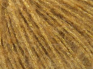 Fiber Content 30% Acrylic, 25% Metallic Lurex, 20% Polyamide, 15% Mohair, 10% Superwash Wool, Light Camel, Brand Ice Yarns, fnt2-80725 