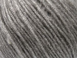 Fiber Content 30% Acrylic, 25% Metallic Lurex, 20% Polyamide, 15% Mohair, 10% Superwash Wool, Brand Ice Yarns, Grey, fnt2-80736 