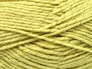 Machine washable. Fiber Content 90% Acrylic, 10% Metallic Lurex, Light Yellow, Brand Ice Yarns, Yarn Thickness 4 Medium  Worsted, Afghan, Aran, fnt2-80831 