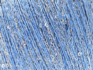 Fiber Content 40% Metallic Lurex, 35% Polyester, 25% Paillette, Silver, Brand Ice Yarns, Baby Blue, fnt2-80901 