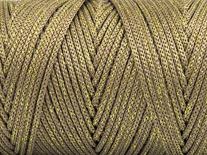 Fiber Content 87% Polyester, 13% Metallic Lurex, Brand Ice Yarns, Gold, Camel, fnt2-81231