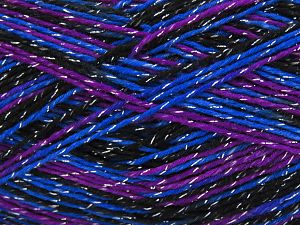 Fiber Content 80% Acrylic, 20% Metallic Lurex, Purple, Brand Ice Yarns, Blue, Black, fnt2-81250