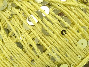 Fiber Content 55% Paillette, 45% Cotton, Yellow, Brand Ice Yarns, Yarn Thickness 3 Light DK, Light, Worsted, fnt2-81560