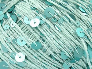 Fiber Content 55% Paillette, 45% Cotton, Mint Green, Brand Ice Yarns, Yarn Thickness 3 Light DK, Light, Worsted, fnt2-81562