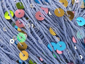 Fiber Content 55% Paillette, 45% Cotton, Light Blue, Brand Ice Yarns, Yarn Thickness 3 Light DK, Light, Worsted, fnt2-81563