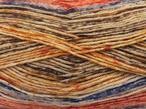 The gauge we given is for 3 mm knitting needles. Fiber Content 75% Superwash Wool, 25% Polyamide, Orange, Brand Ice Yarns, Gold, Cream, Blue, Yarn Thickness 1 SuperFine  Sock, Fingering, Baby, fnt2-81940 