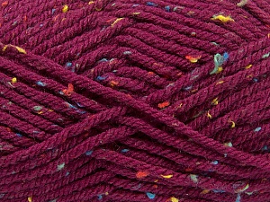 Fiber Content 72% Acrylic, 3% Viscose, 25% Wool, Brand Ice Yarns, Burgundy, Yarn Thickness 6 SuperBulky Bulky, Roving, fnt2-40843